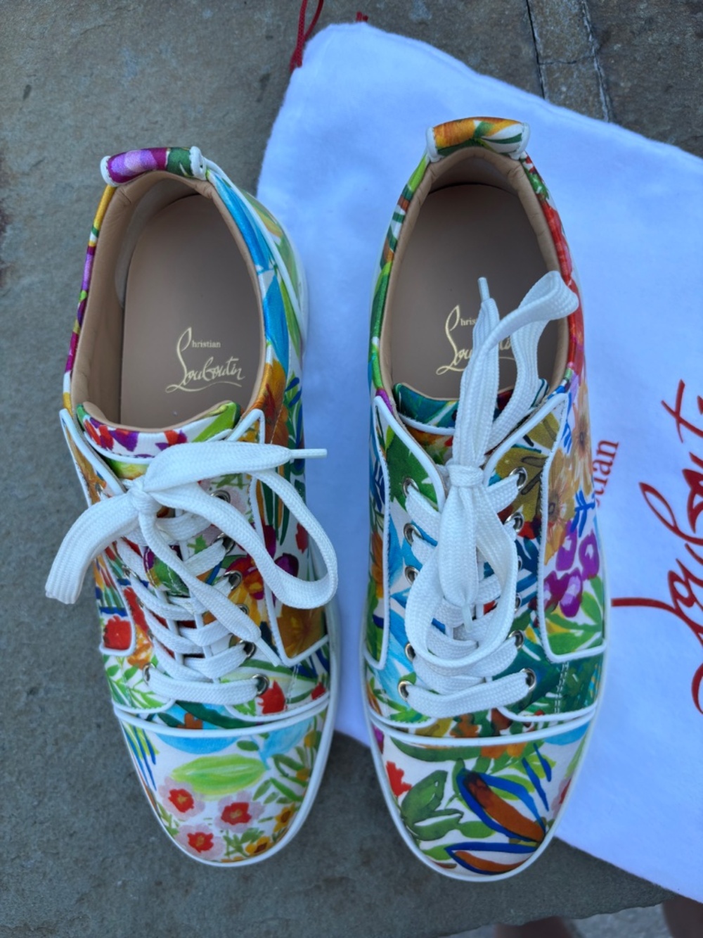 Christian Louboutin Multi Crepe Satin floral low-top sneakers 41 - Picture 4 of 6